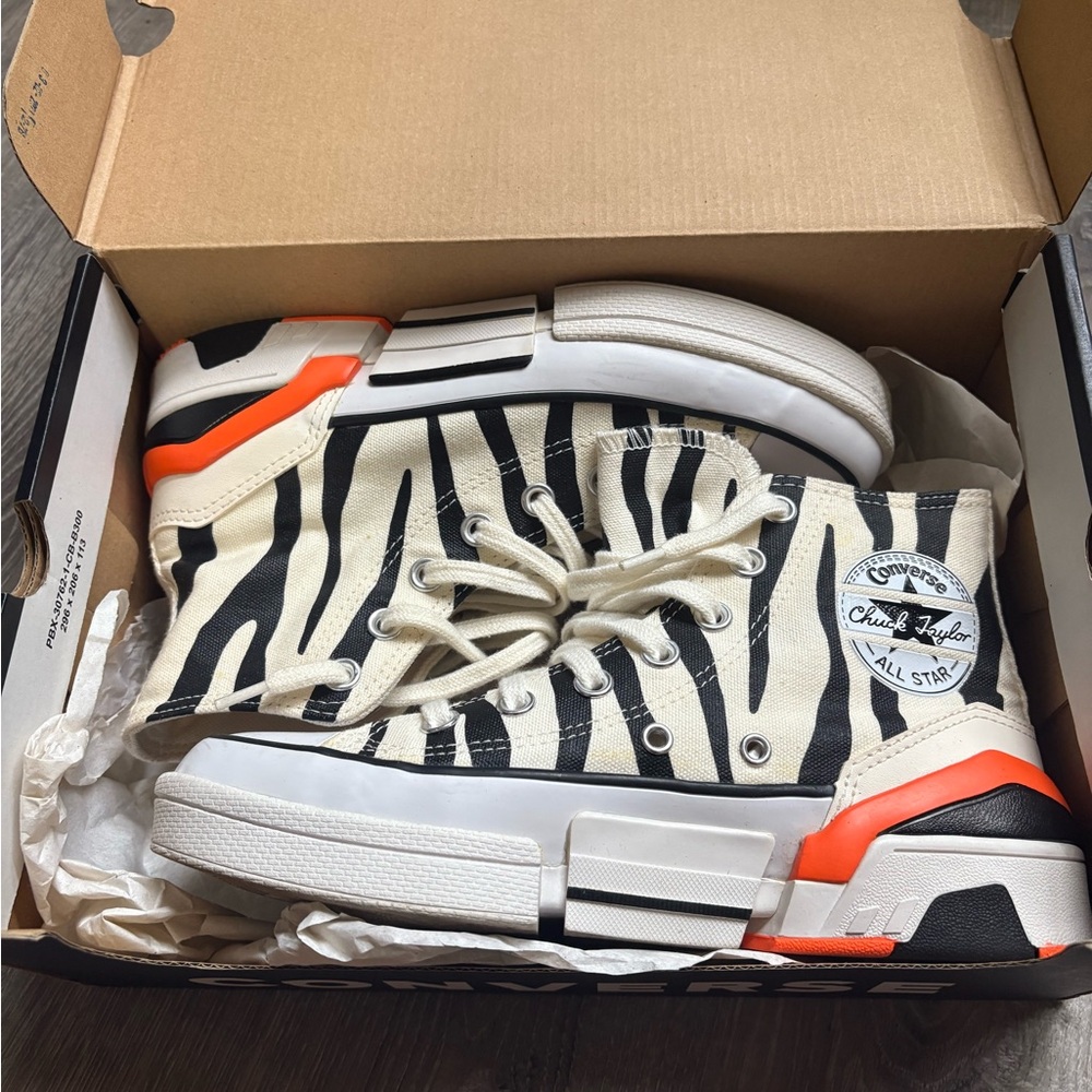 Converse Zebra Print Sneakers with Orange Accents